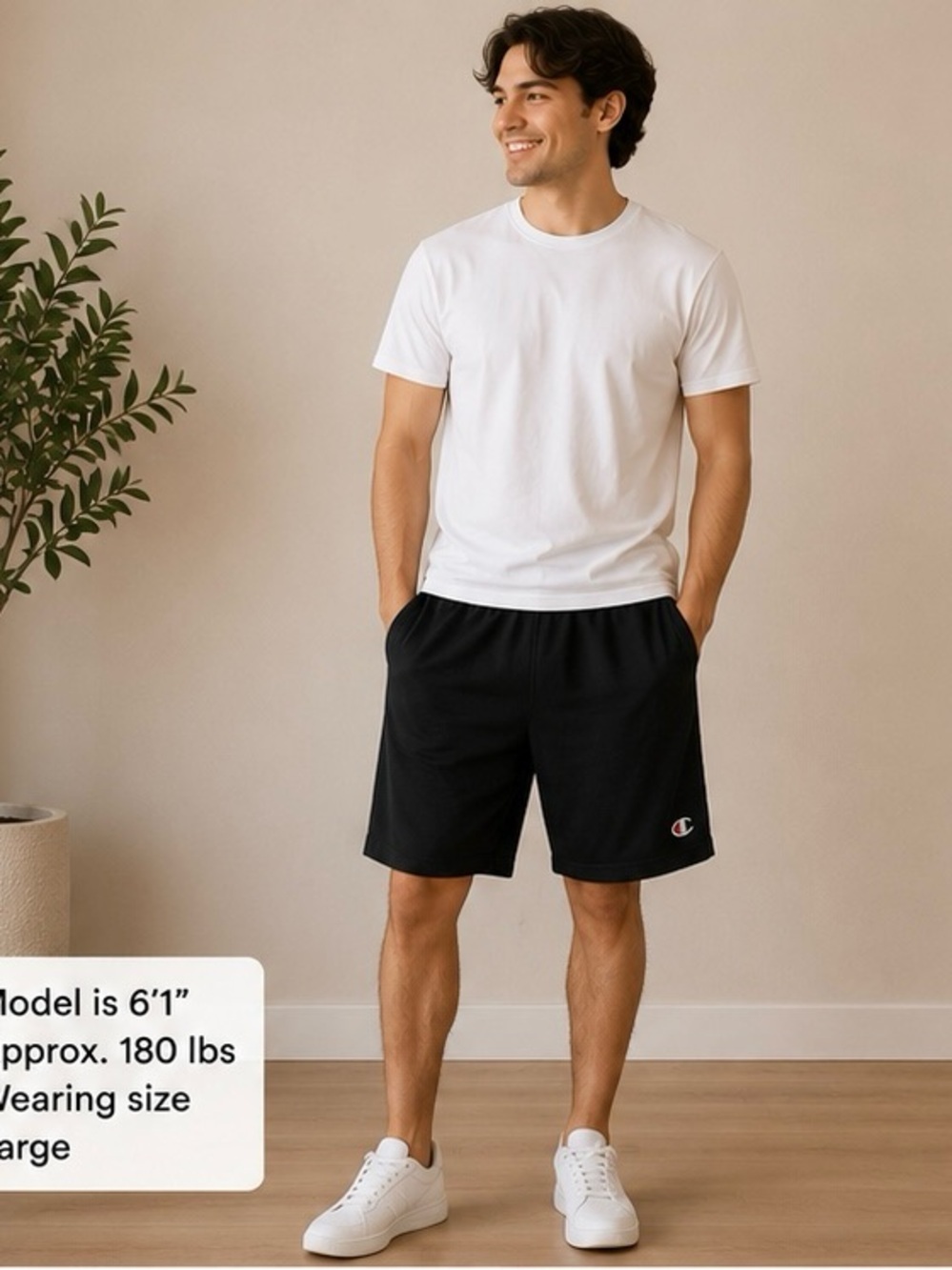 Champion Men’s Black Athletic Shorts Size Large Drawstring Gym Basketball